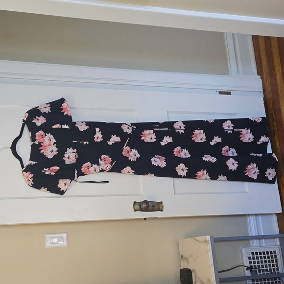 Tommy Hilfiger long blue dress with pink floral, size 12 - Picture 4 of 5